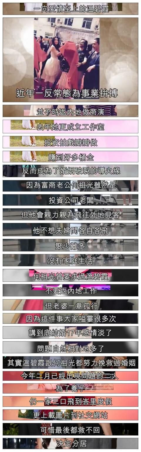 51岁温碧霞被曝与丈夫何祖光分居4个月 结束17年婚姻 温碧霞这样说的