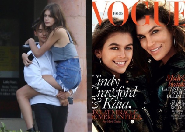 辛迪·克劳馥15岁爱女不惧负评 当街与男伴玩熊抱