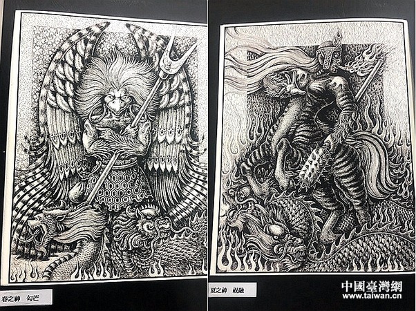 “四季神”中的“春神”与“夏神”。(中国台湾网记者 杨旋 摄)