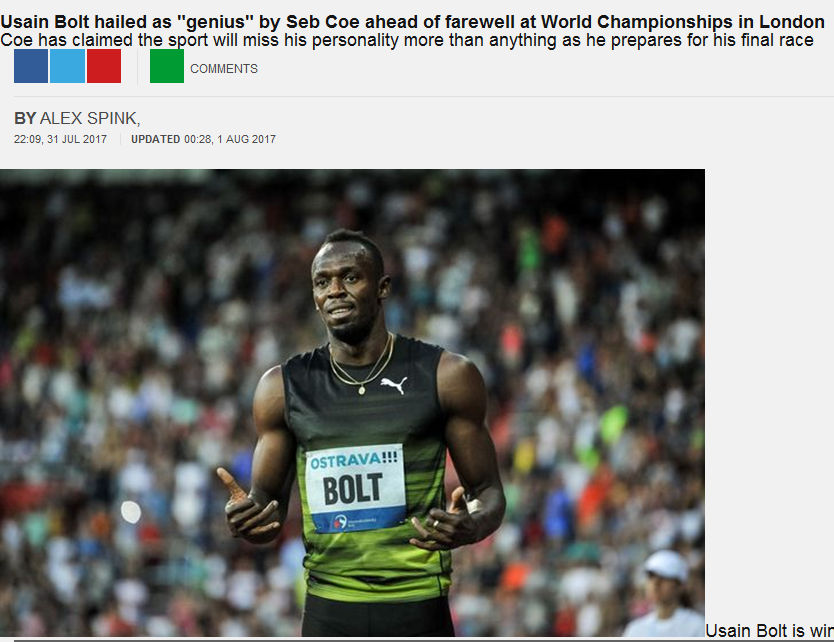 田联主席:博尔特是史上最佳 费德勒最伟大存争议